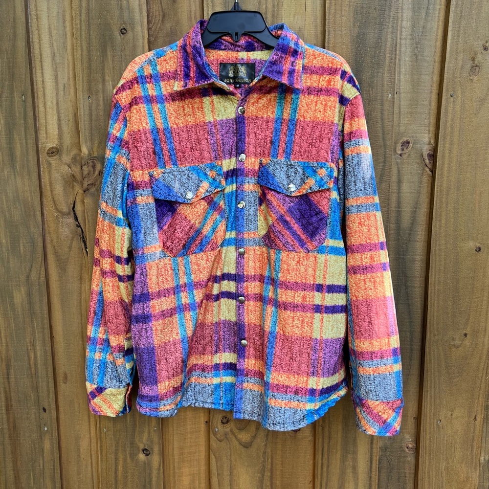JonviDesign Vintage MultiColor Plaid Button/Snap Jacket - Picture 4 of 13